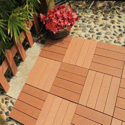 Outdoor Waterproof Teak WPC Decking DIY Tiles For Balcony Swimming Pool